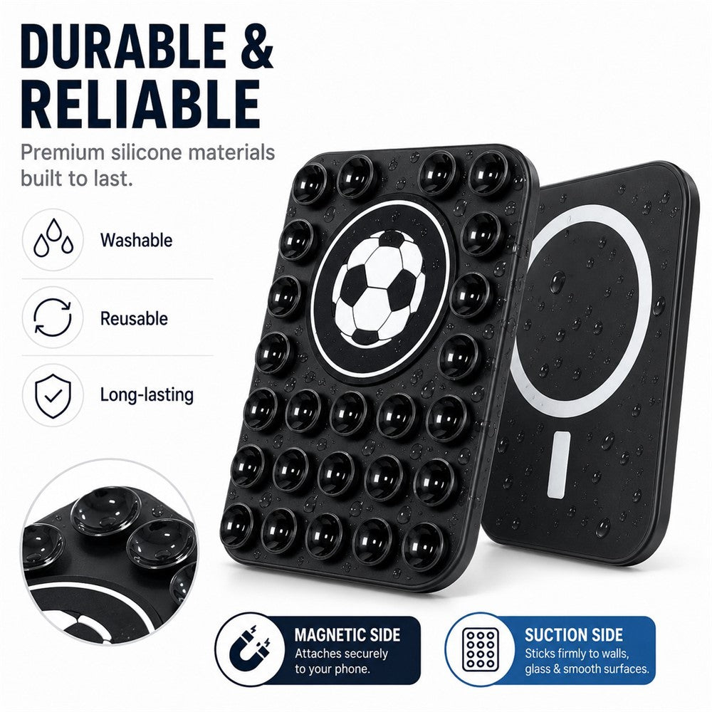 Football Pattern Magnetic Suction Cup Phone Mount Compatible with MagSafe Case Silicone Sticky Grip Holder