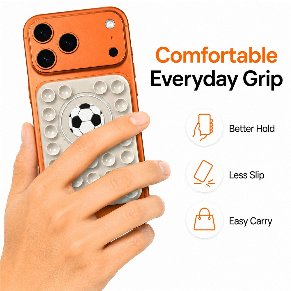 Football Pattern Magnetic Suction Cup Phone Mount Compatible with MagSafe Case Silicone Sticky Grip Holder
