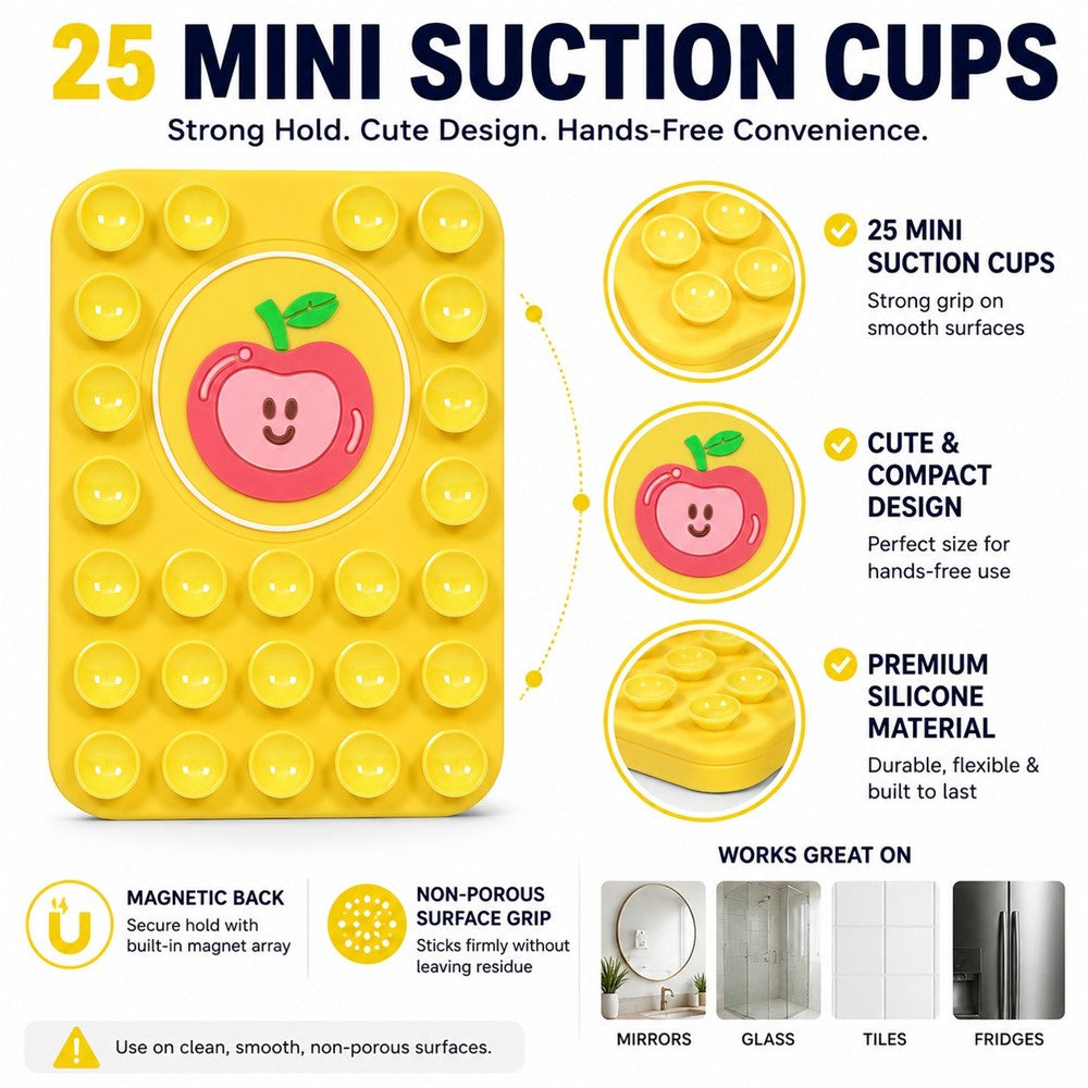 Apple Pattern Magnetic Suction Cup Phone Mount Compatible with MagSafe Case Silicone Sticky Grip Holder