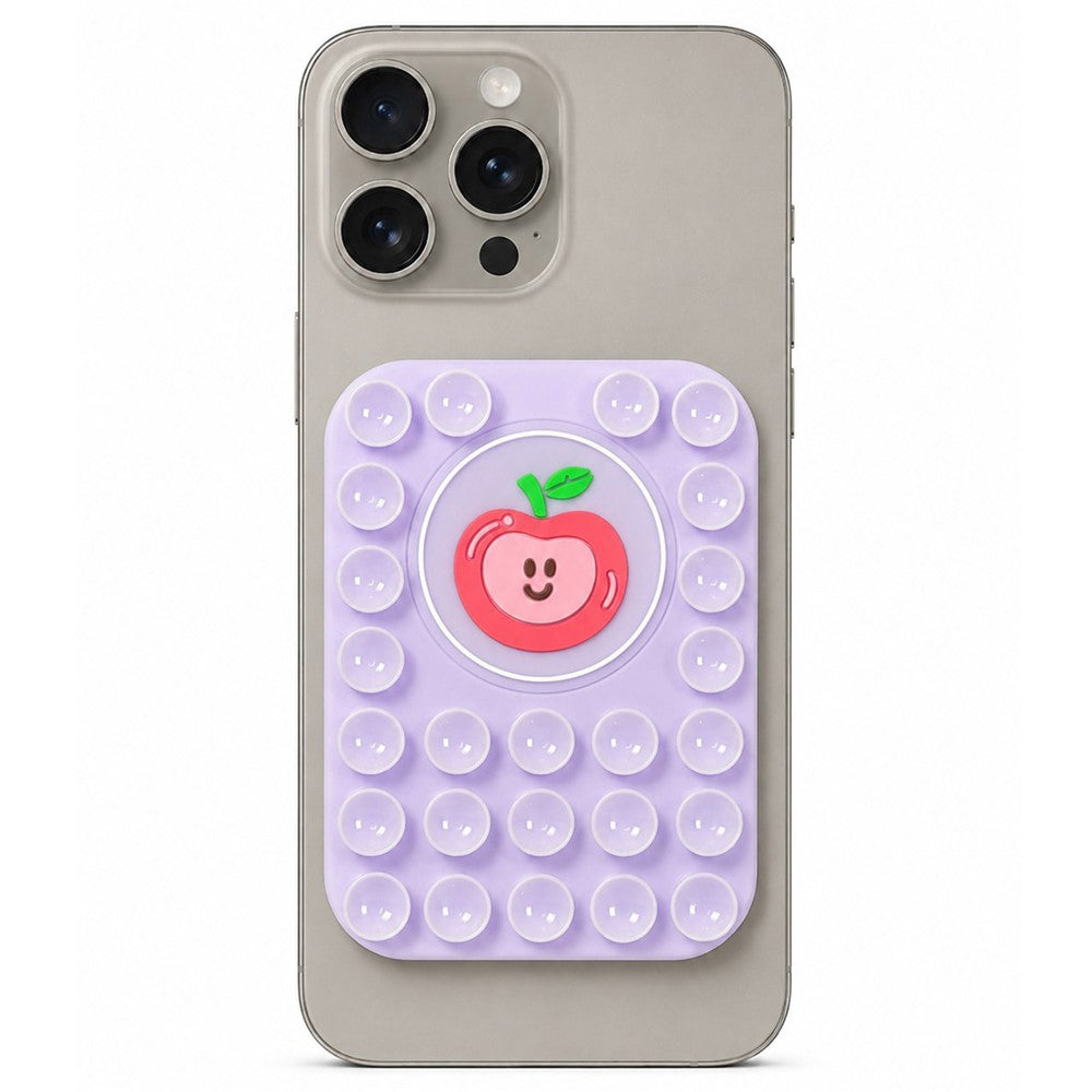 Apple Pattern Magnetic Suction Cup Phone Mount Compatible with MagSafe Case Silicone Sticky Grip Holder
