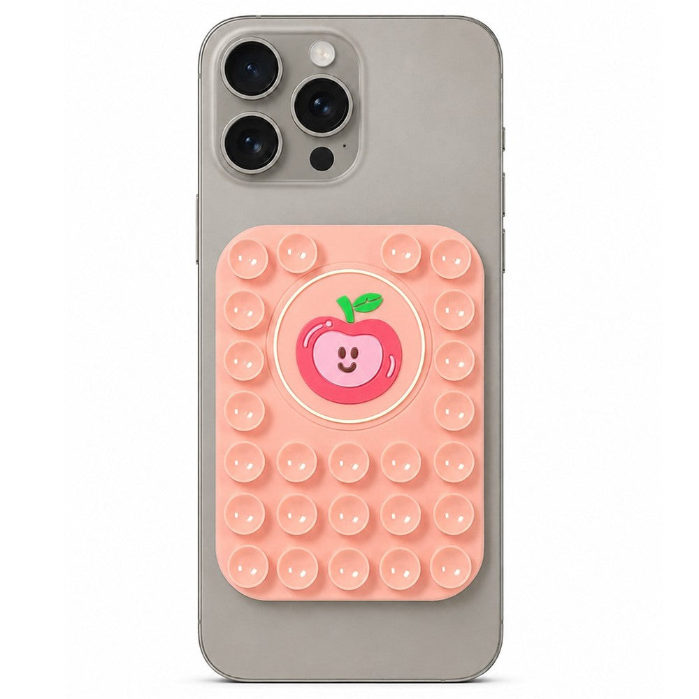 Apple Pattern Magnetic Suction Cup Phone Mount Compatible with MagSafe Case Silicone Sticky Grip Holder
