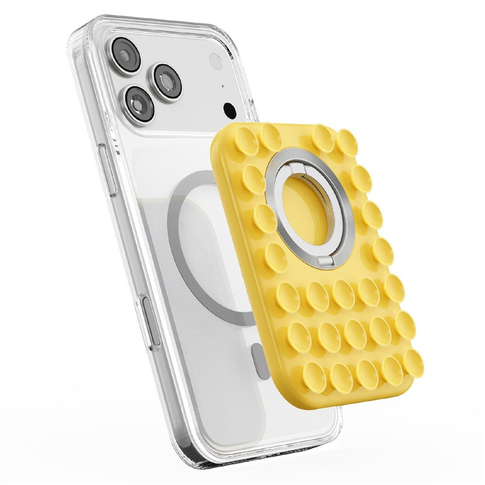 2 in 1 Magnetic Suction Phone Stand Suction Cups Silicone Foldable Ring Phone Grip Holder Compatible with MagSafe