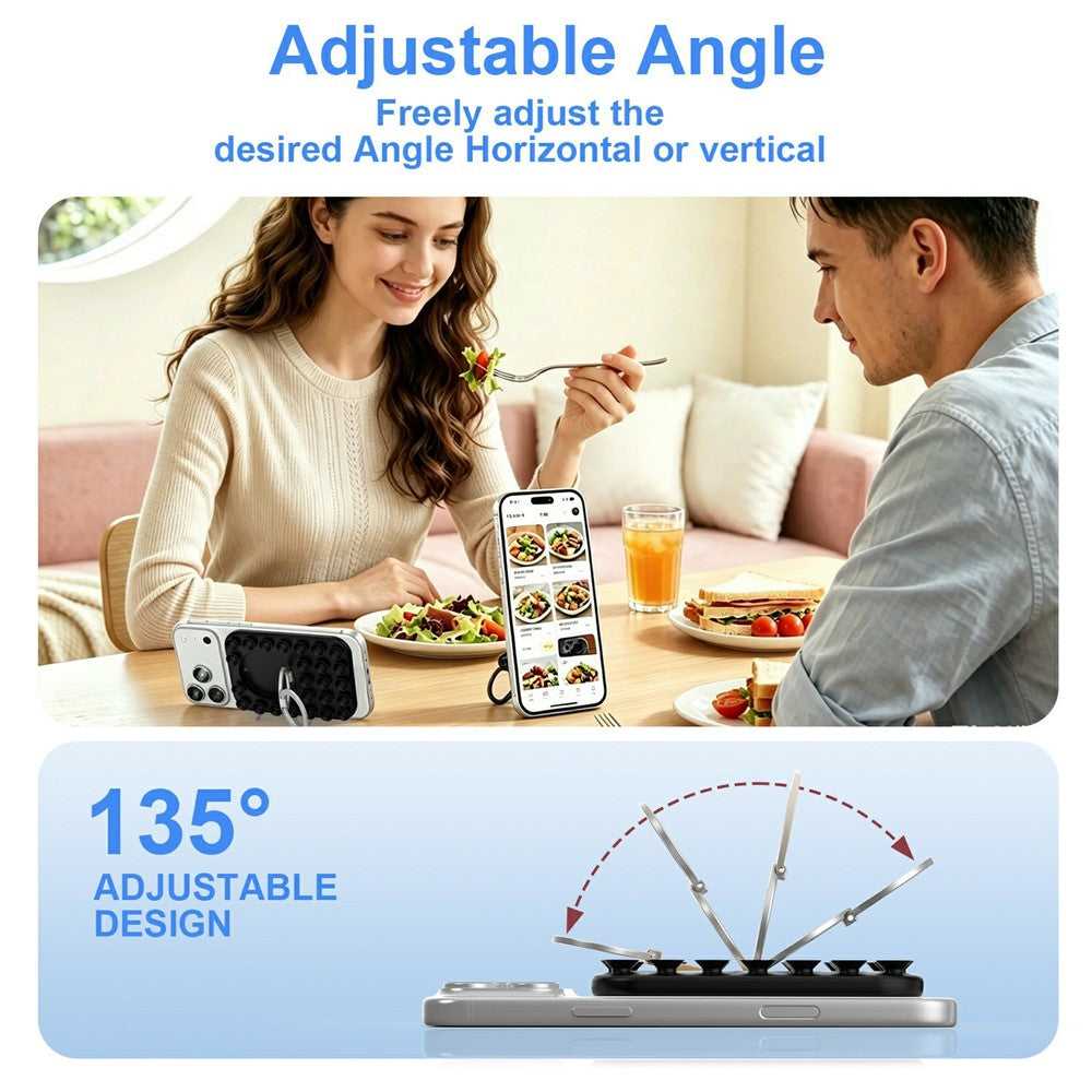 2 in 1 Magnetic Suction Phone Stand Suction Cups Silicone Foldable Ring Phone Grip Holder Compatible with MagSafe