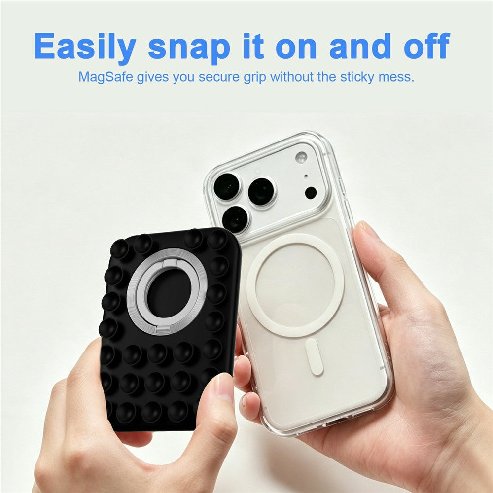 2 in 1 Magnetic Suction Phone Stand Suction Cups Silicone Foldable Ring Phone Grip Holder Compatible with MagSafe