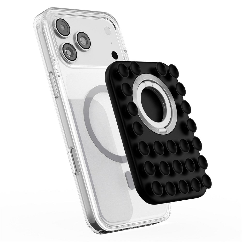 2 in 1 Magnetic Suction Phone Stand Suction Cups Silicone Foldable Ring Phone Grip Holder Compatible with MagSafe
