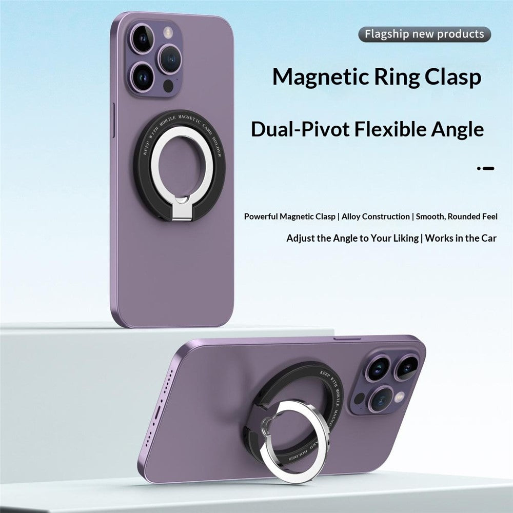 Magnetic Ring Stand 360° Rotation Foldable Finger Grip Dual-Axis Zinc Alloy Phone Kickstand