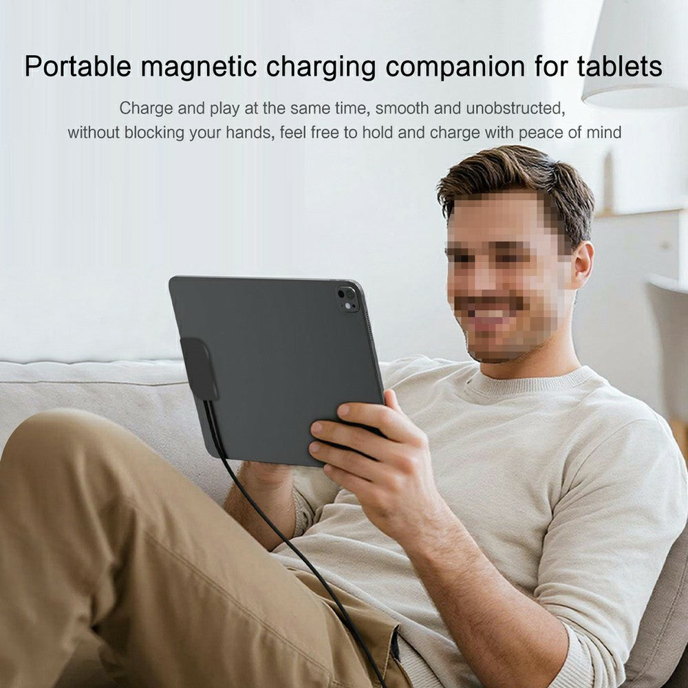 Magnetisk trådløs oplader til iPad Pro 12.9 (2022) / (2021) / (2020) / (2018) PD Hurtig Opladning Type-C Nylon Flettet Kabel