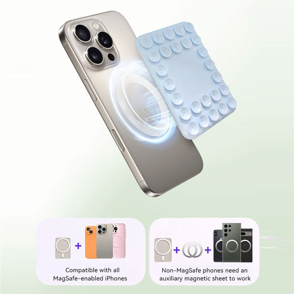 Magnetic Phone Stand Suction Cup Silicone Phone Holder for Car Desktop Glass Surface