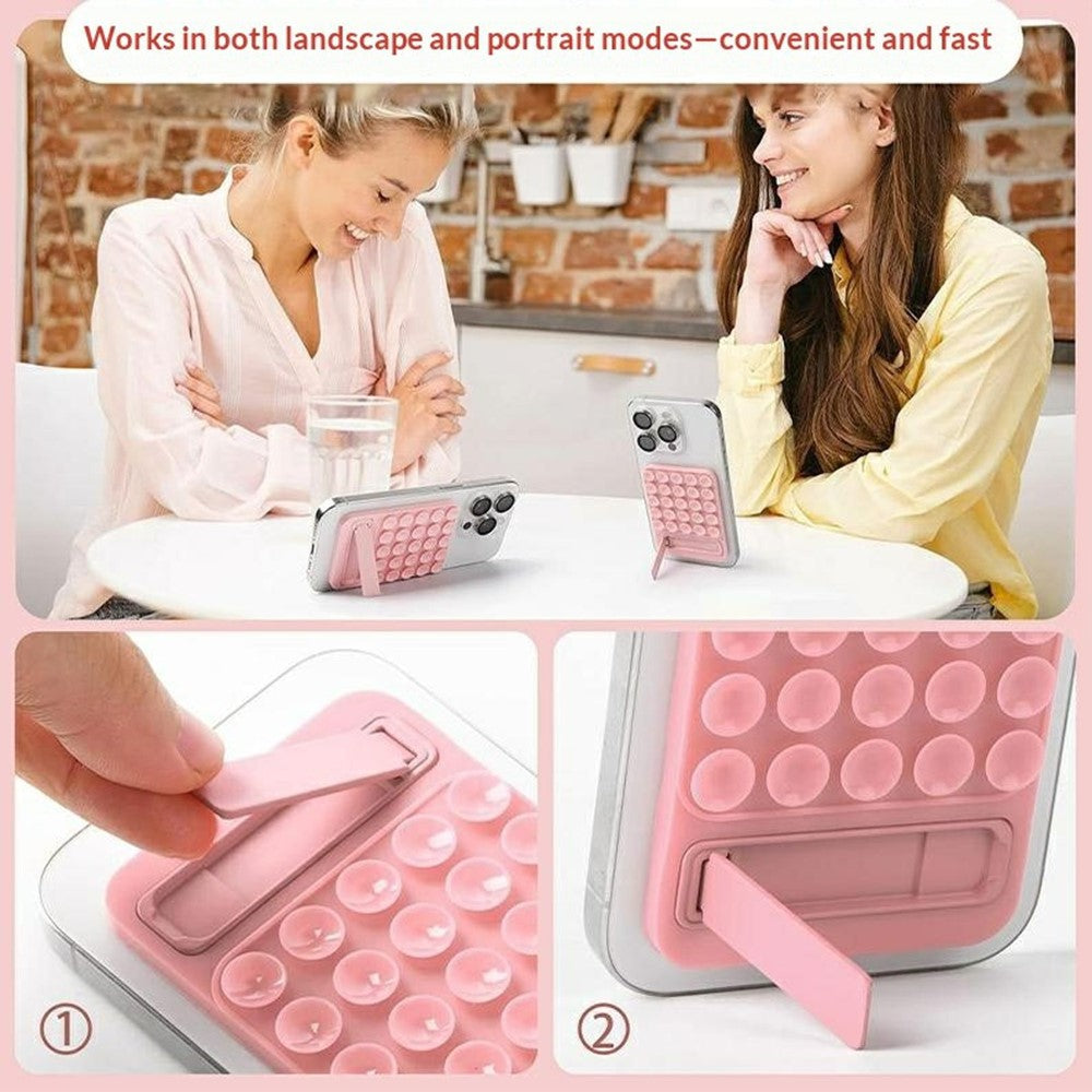 Silicone Suction Cup Magnetic Phone Mount Foldable Kickstand for Smooth Surface Desktop