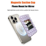 Silicone Suction Cup Magnetic Phone Mount Mirror with Magnetic Ring Sheet