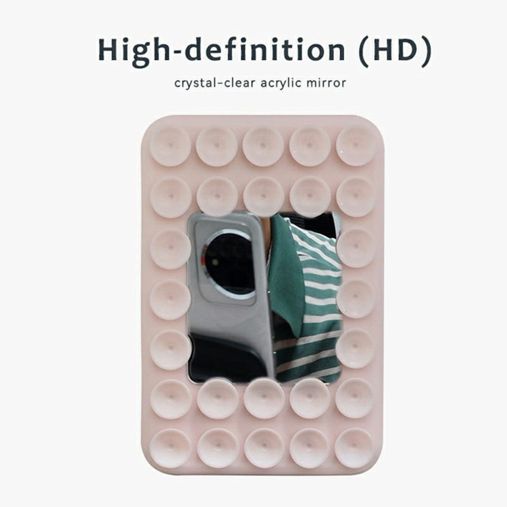 Silicone Suction Cup Magnetic Phone Mount Mirror with Magnetic Ring Sheet