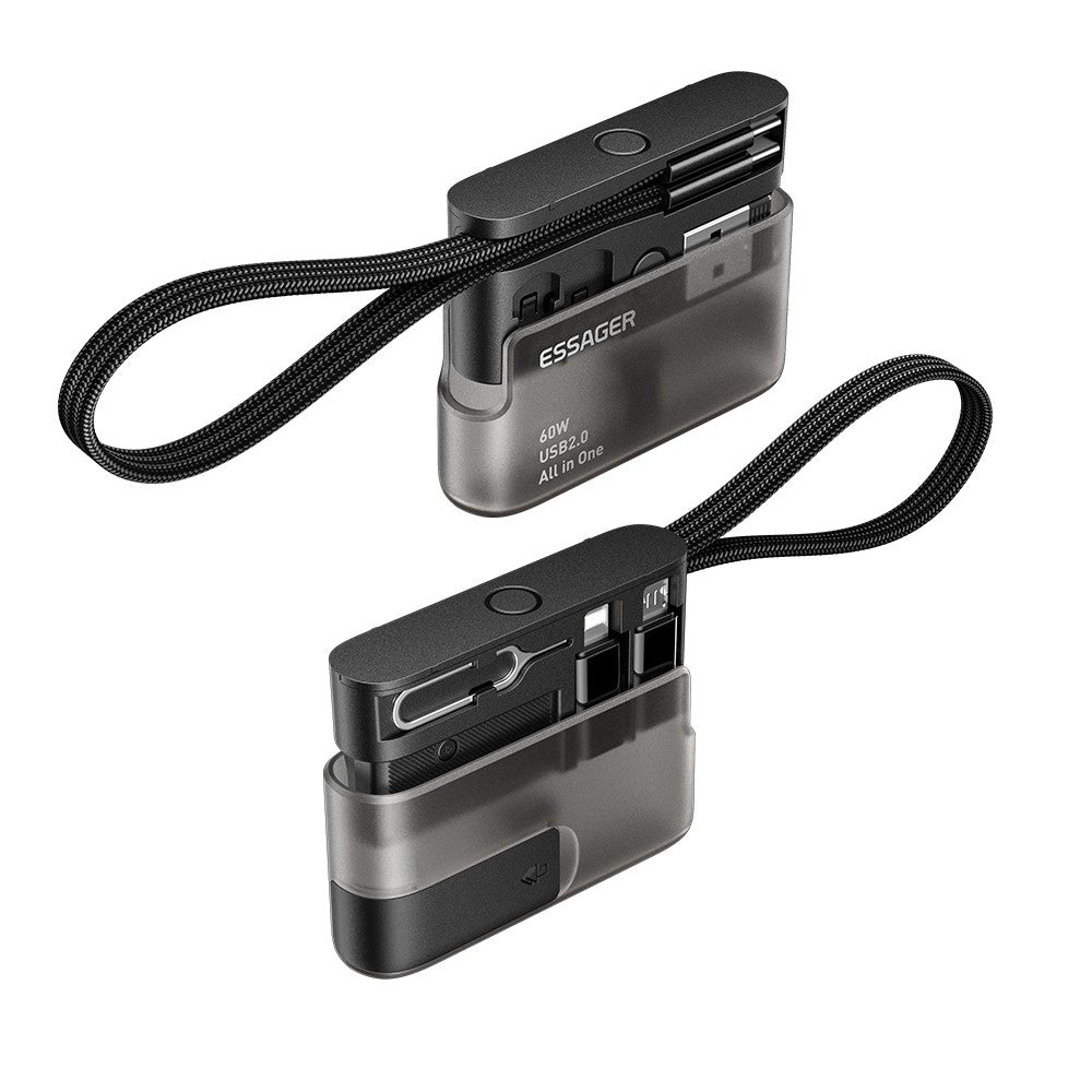 ESSAGER ES-OTG40 6-in-1 Adapter Kit with 60W Fast Charging Cable SIM Card Storage Kit and Phone Stand