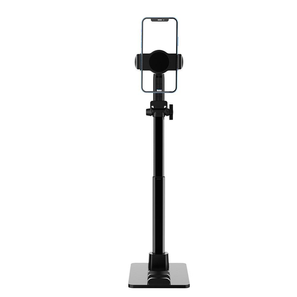 CCT13 Retractable Phone Holder with 360-Degree Rotating Clamp Anti-Slip Metal Tablets Stand Base for Live Streaming