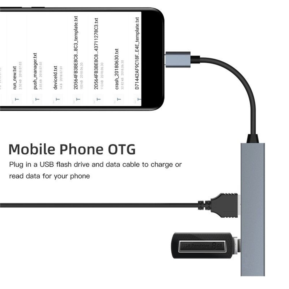 Multi-function Type-C to USB 2.0 OTG HUB for Multi-device Laptop Tablet, ETC.