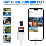 SD/TF-kortläsare drivrutinsfri adapter med 8-pin + typ-C-kabel för Apple och Android