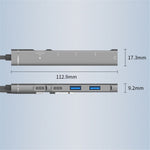Type-C / USB-A 5-in-1 USB Hub Type-C Charging + Type-C Data + 2xUSB + 3.5mm Headset Jack Adapter