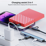 Type-C / USB-A 5-in-1 USB Hub Type-C Charging + Type-C Data + 2xUSB + 3.5mm Headset Jack Adapter
