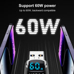 60W 10Gbps Digital Display Adapter Type-C to USB-A Female to Male Mini Converter