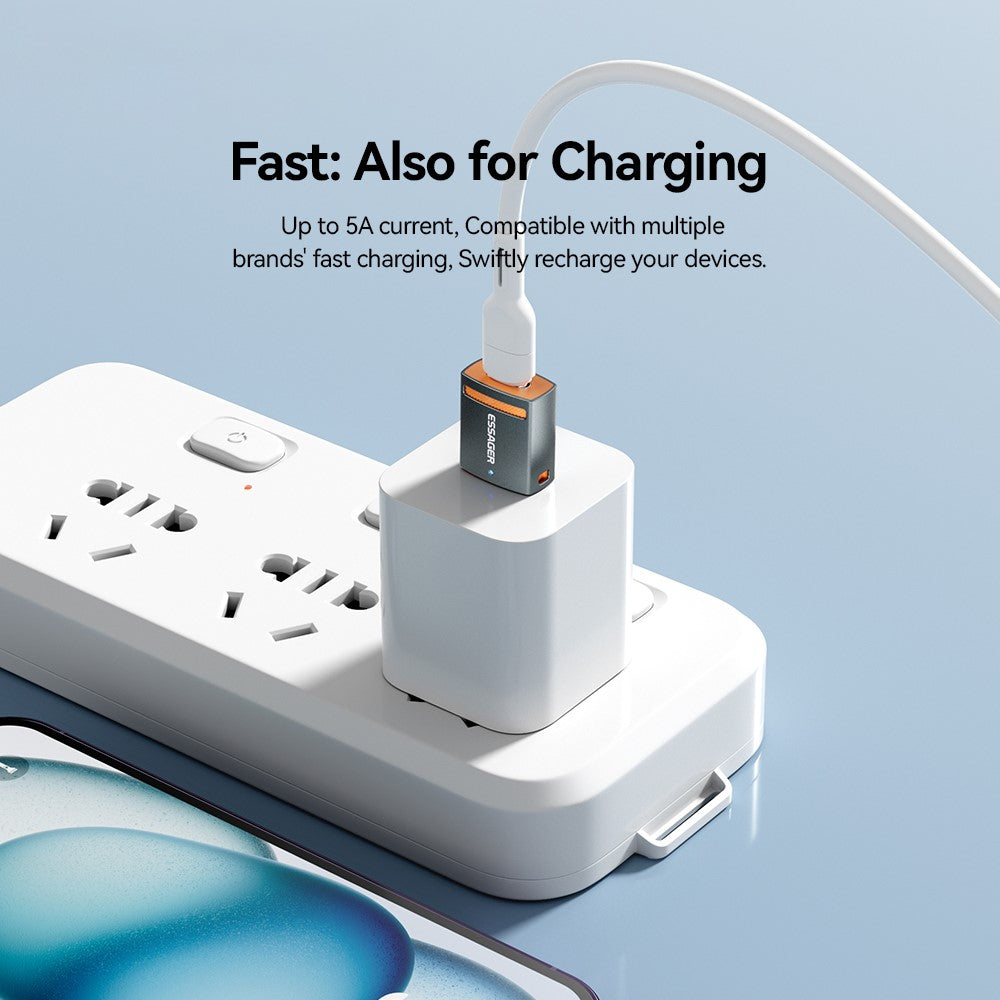 ESSAGER USB Female to Type-C Male Adapter Aluminum Alloy OTG Connector