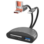 NK1052TL Pro 3-in-1 USB + Type-C + iP to SD / TF Card Reader Data Transfer Adapter for Phones Tablets Computers