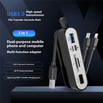 NK1058 3-in-1 USB 3.0 + USB-C + iP to SD / TF Card Reader USB Splitter Adapter for Mouse Keyboard