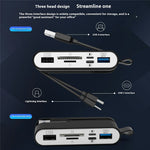 NK1058 3-in-1 USB 3.0 + USB-C + iP to SD / TF Card Reader USB Splitter Adapter for Mouse Keyboard