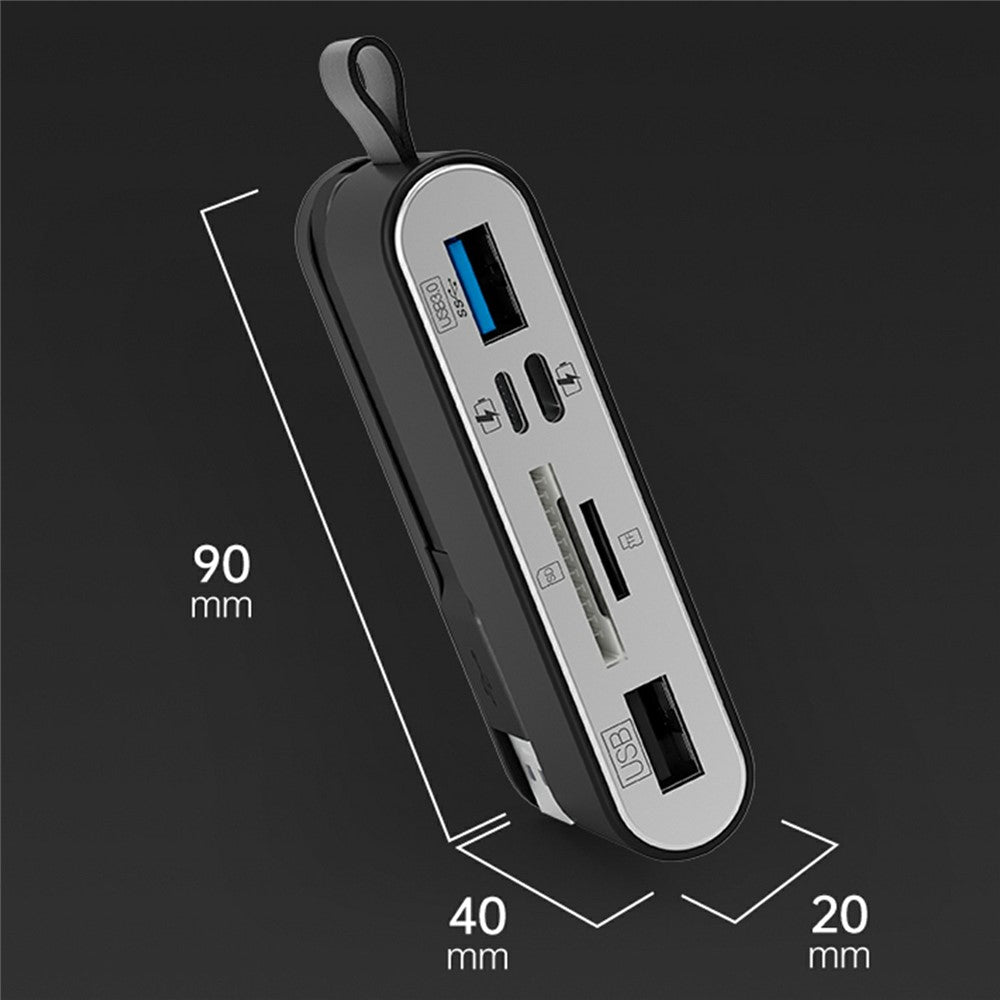 NK1058 3-in-1 USB 3.0 + USB-C + iP to SD / TF Card Reader USB Splitter Adapter for Mouse Keyboard