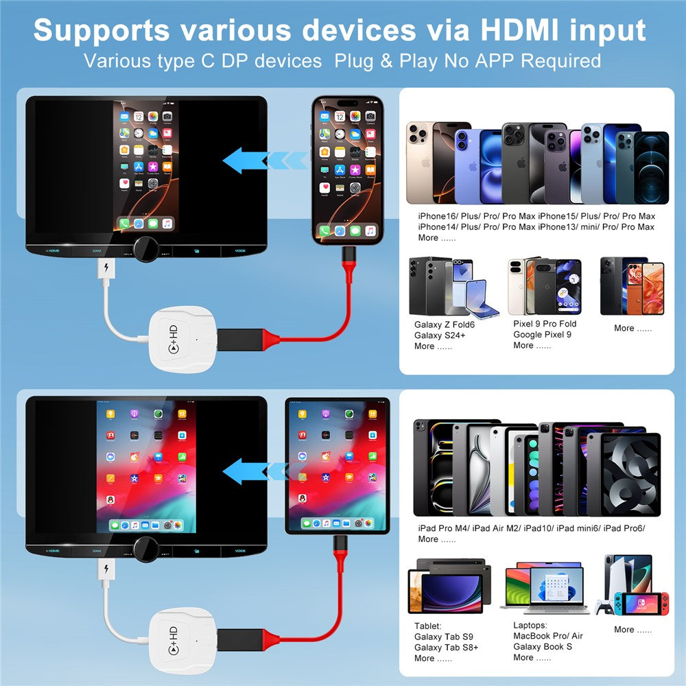 020-7-1 Wired to Wireless USB Plug Carplay Adapter with HD Female Port Multimedia Player for iPhone