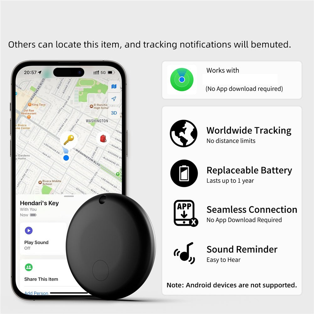 F08 Smart Tracker Round Shape Item Anti-Lost Mini Global Finder for iOS Only