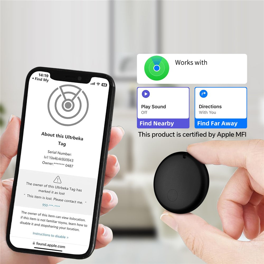 F08 Smart Tracker Round Shape Item Anti-Lost Mini Global Finder for iOS Only