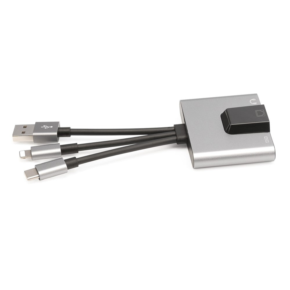 NK-1056S iP  /  USB-A  /  Type-C 3-in-1 Ethernet Adapter with 3.5mm Audio Jack for Windows / Mac OS / Phone / Pad
