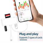 901pro 8Pin + Type-C 7 in 1 Card Reader CF TF SD XD MS Card U-Disk Type-C Earphones Adapter