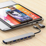 2217TU 7-i-1 Laptop Tablet USB Hub Udvidelsesdock USB 3.0 / USB-C Multi-Port Adapter