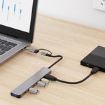 2217TU 7-i-1 Laptop Tablet USB Hub Udvidelsesdock USB 3.0 / USB-C Multi-Port Adapter