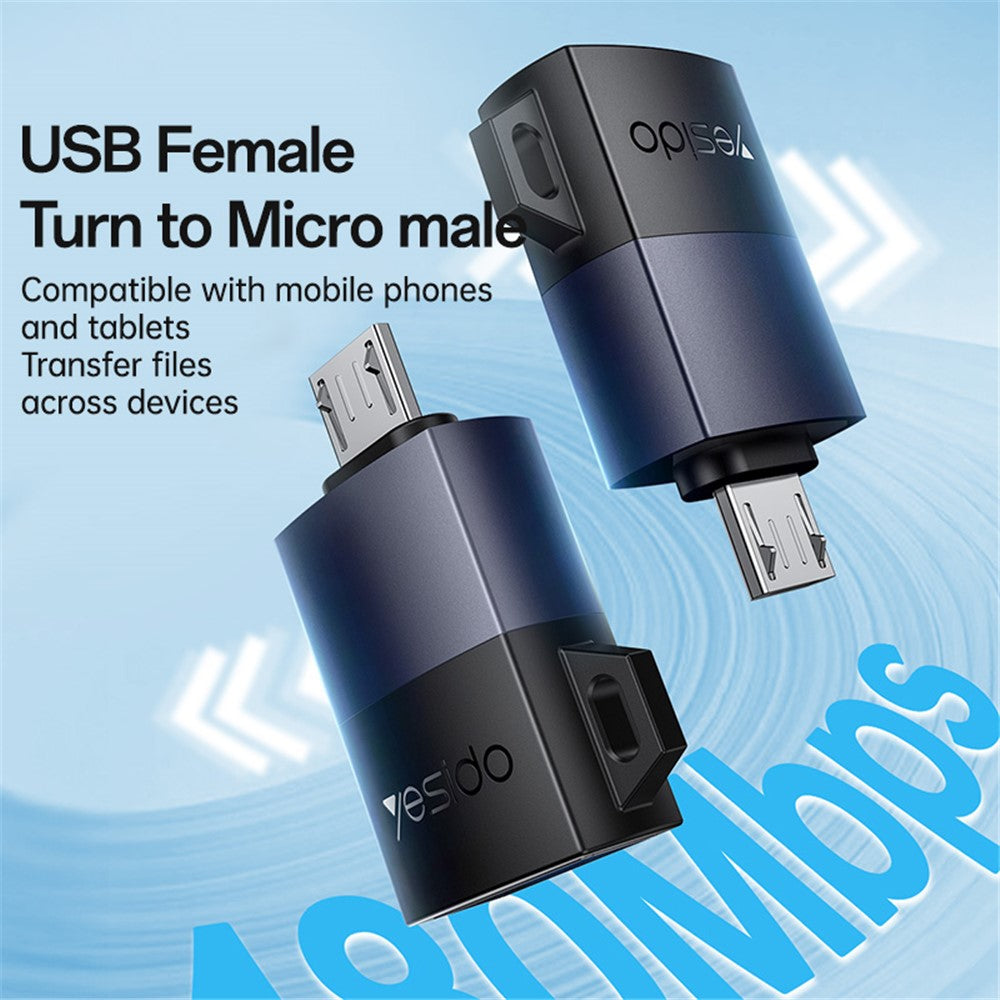 YESIDO GS33 USB Female to Micro USB Male Converter 480Mbps Data Transfer OTG Adapter