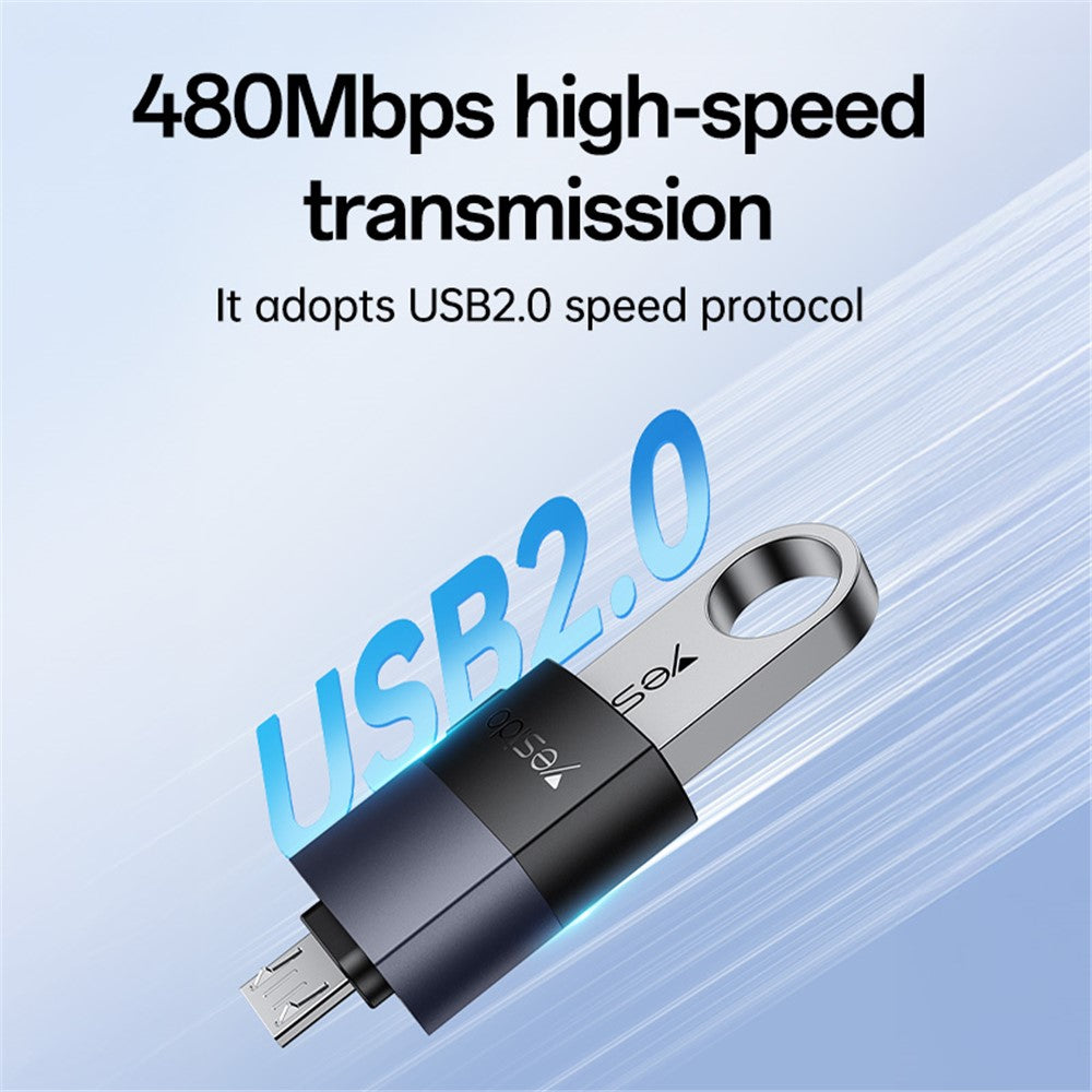 YESIDO GS33 USB Female to Micro USB Male Converter 480Mbps Data Transfer OTG Adapter
