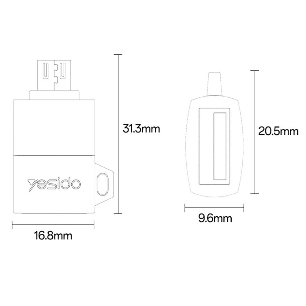 YESIDO GS33 USB Female to Micro USB Male Converter 480Mbps Data Transfer OTG Adapter