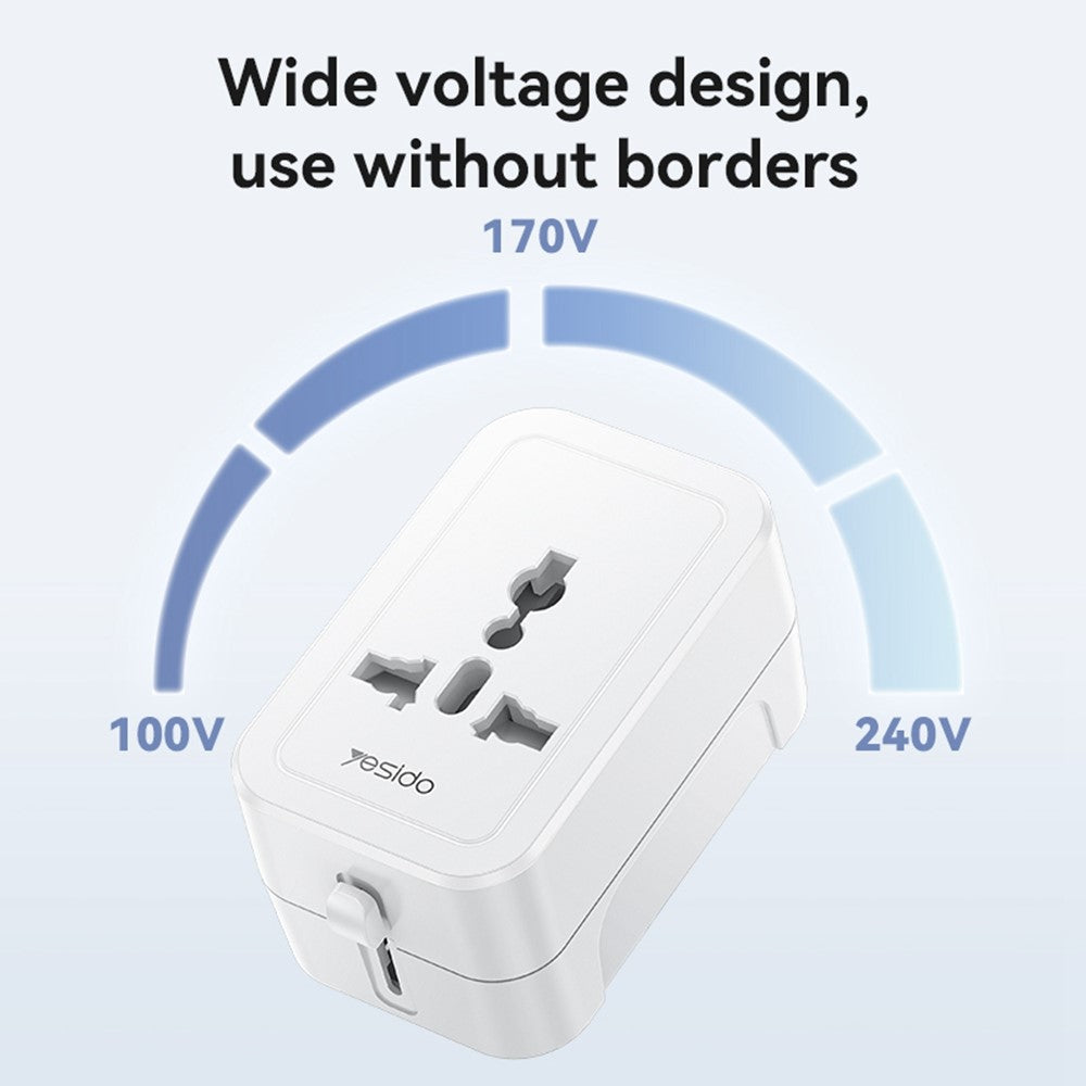 YESIDO MC32 Universal Travel Adapter Multi-Nation Compatibility 1380W Global Plug Converter