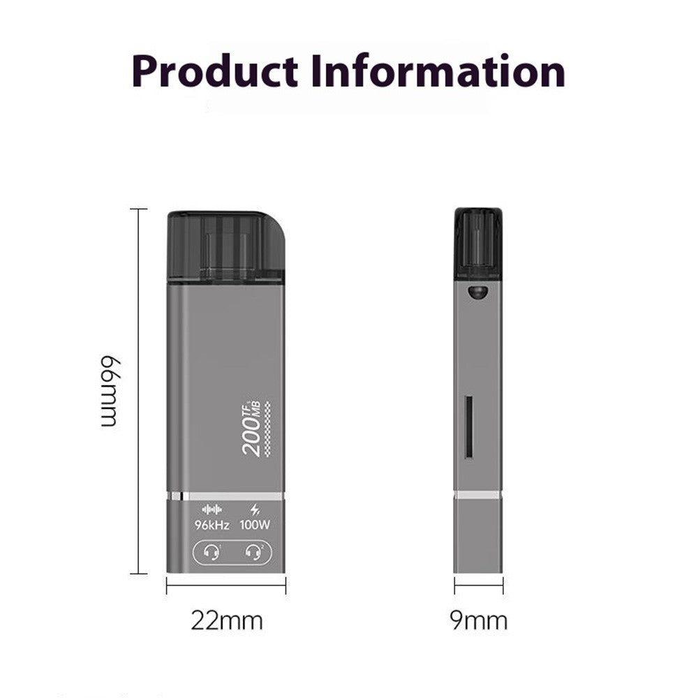 Type-C to TF + 3.5mm + Type-C PD 100W Charging 3 in 1 Card Reader with DAC Chip