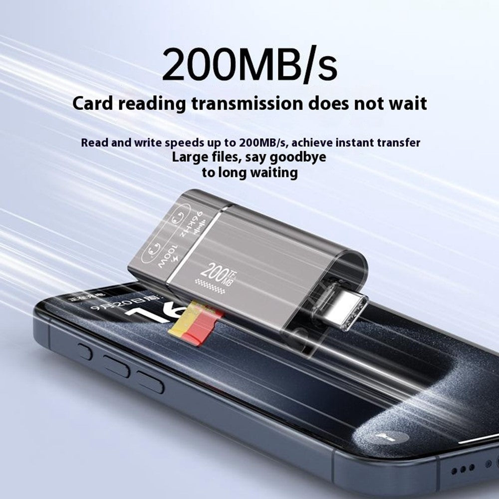 Type-C to TF + 3.5mm + Type-C PD 100W Charging 3 in 1 Card Reader with DAC Chip