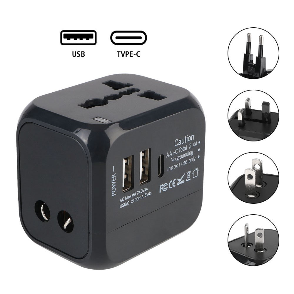PD 20W Universal Travel Adapter UK / EU / US Plug Dual USB + PD 20W Charging International Charger