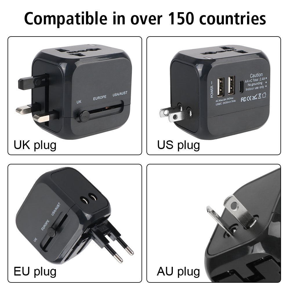 PD 20W Universal Travel Adapter UK / EU / US Plug Dual USB + PD 20W Charging International Charger