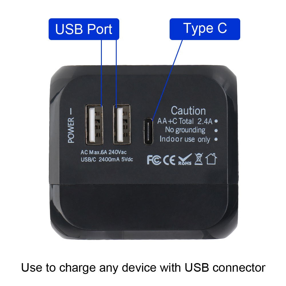 PD 20W Universal Travel Adapter UK / EU / US Plug Dual USB + PD 20W Charging International Charger