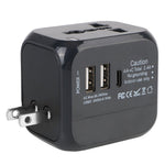 PD 20W Universal Travel Adapter UK / EU / US Plug Dual USB + PD 20W Charging International Charger