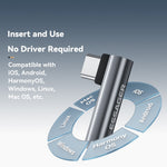 ESSAGER Type-C Male to 3.5mm Female L-Shaped Audio Adapter Inline Control Audio Adapter