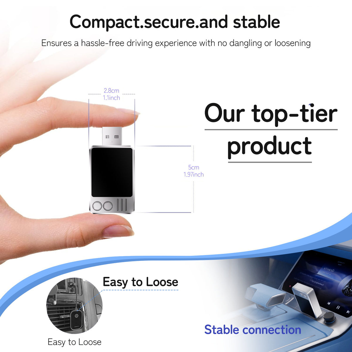 Wired to Wireless CarPlay Adapter for iPhone 2.4/5.8G Dual Band WiFi Bluetooth-compatible USB Dongle