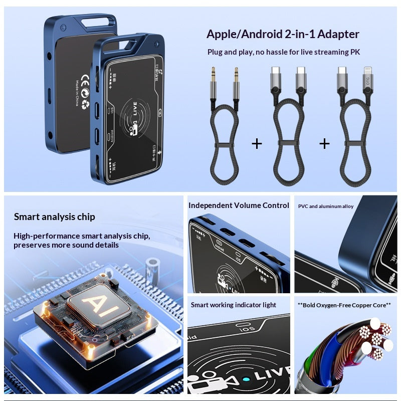 MH321 Sound Card Converter Audio Adapter Phone Live Streaming Connector for Apple/Android Devices