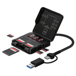 ADS-319 Portable Multifunctional Card Reader Storage Case USB-C  /  USB 3.0 5Gbps High Speed Data Transfer Adapter for SD TF Cards