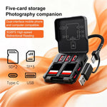 ADS-319 Portable Multifunctional Card Reader Storage Case USB-C  /  USB 3.0 5Gbps High Speed Data Transfer Adapter for SD TF Cards