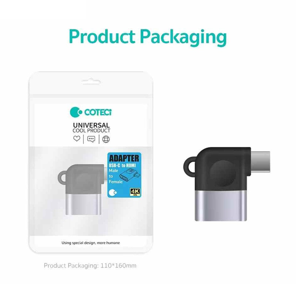 COTECI 87615 USB-C to HD 4K 30Hz Adapter Aluminum Alloy Converter for Laptop Phone